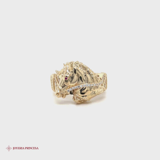 14K Gold Horse Ring