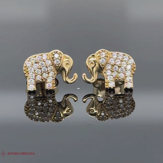 Majestic Elephant 14K Gold Stud Earrings