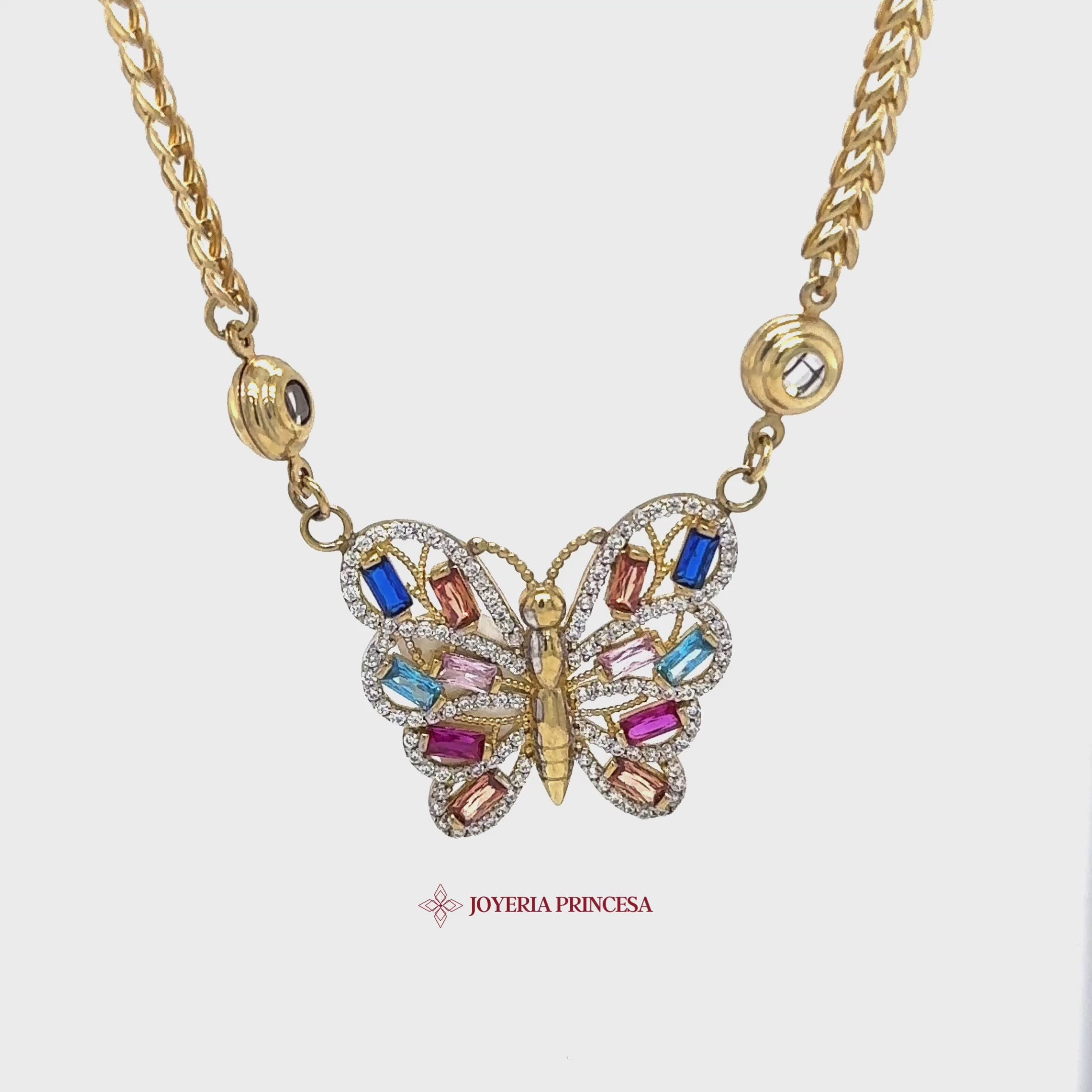 10k butterfly shops gemstone necklace