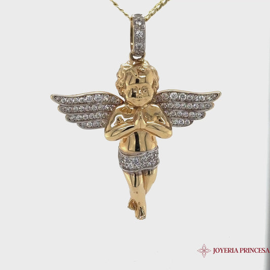 14K Angel Pendant w/ Zirconia Wings