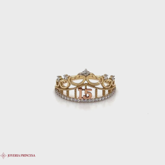 14K Quinceañera Crown Ring