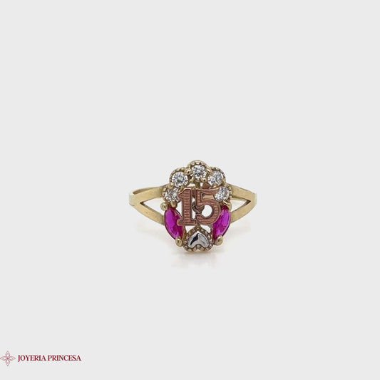 10K Vibrant Quinceañera Jewel Ring