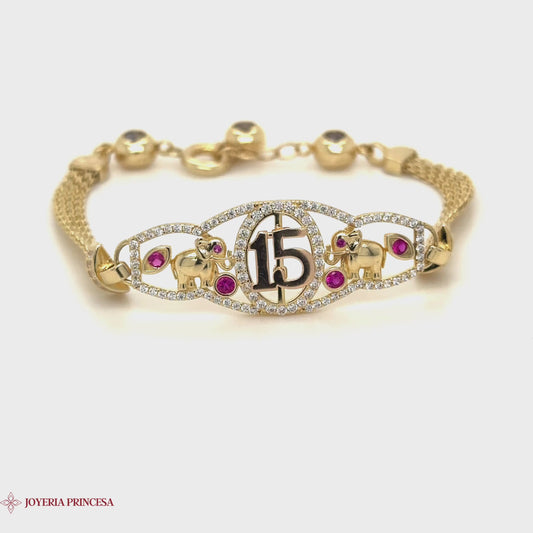 14K Gold Quinceañera Bracelet