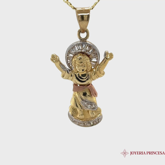 14K Baby Jesus Pendant w/ Zirconia Crown