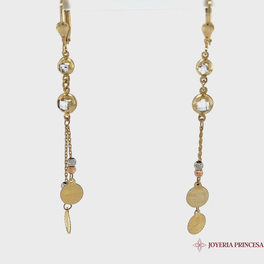 14K Dangling Medal Earrings