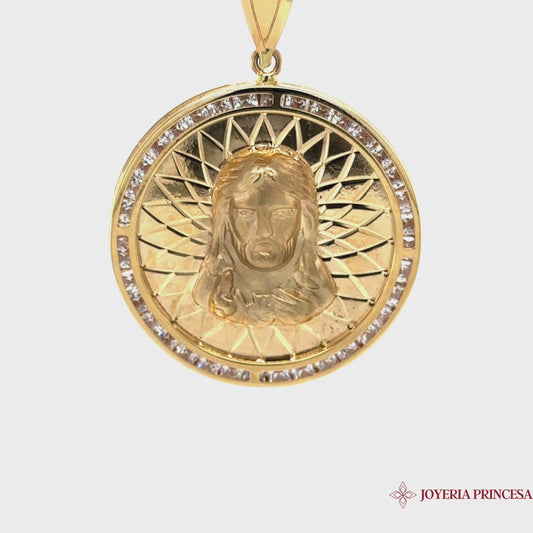 14K Diamond Cut Double-sided Jesus Christ + Mary Virgin Pendant