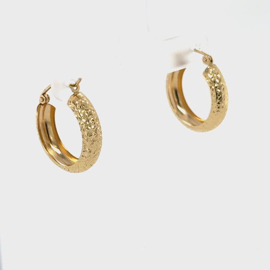 Golden Radiance 14K Textured Hoop Earrings