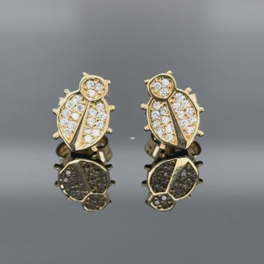 14K Gold Ladybug Earrings