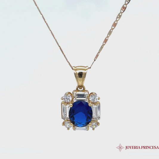 14K Blue Pendant + Necklace
