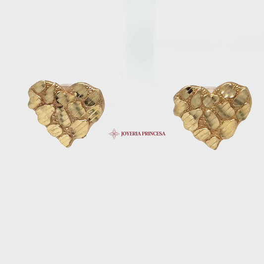 14K Yellow Gold Textured Heart Stud Earrings — UN-0709_i5lp7taczjn_2025-10-01-15-51-38