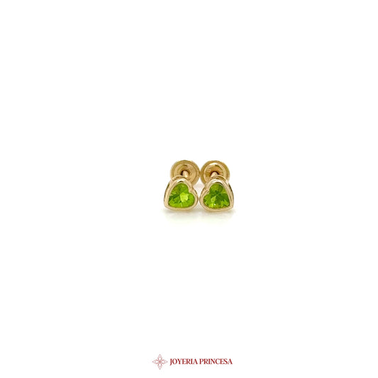 14K Gold Peridot Stud Earrings