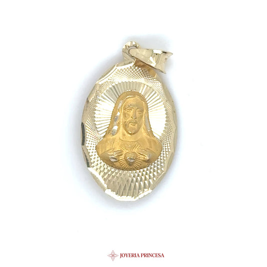 14K Jesus Pendant with Textured Finish
