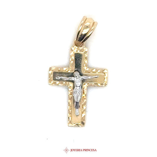 14K Gold Crucifix Pendant with Textured Finish