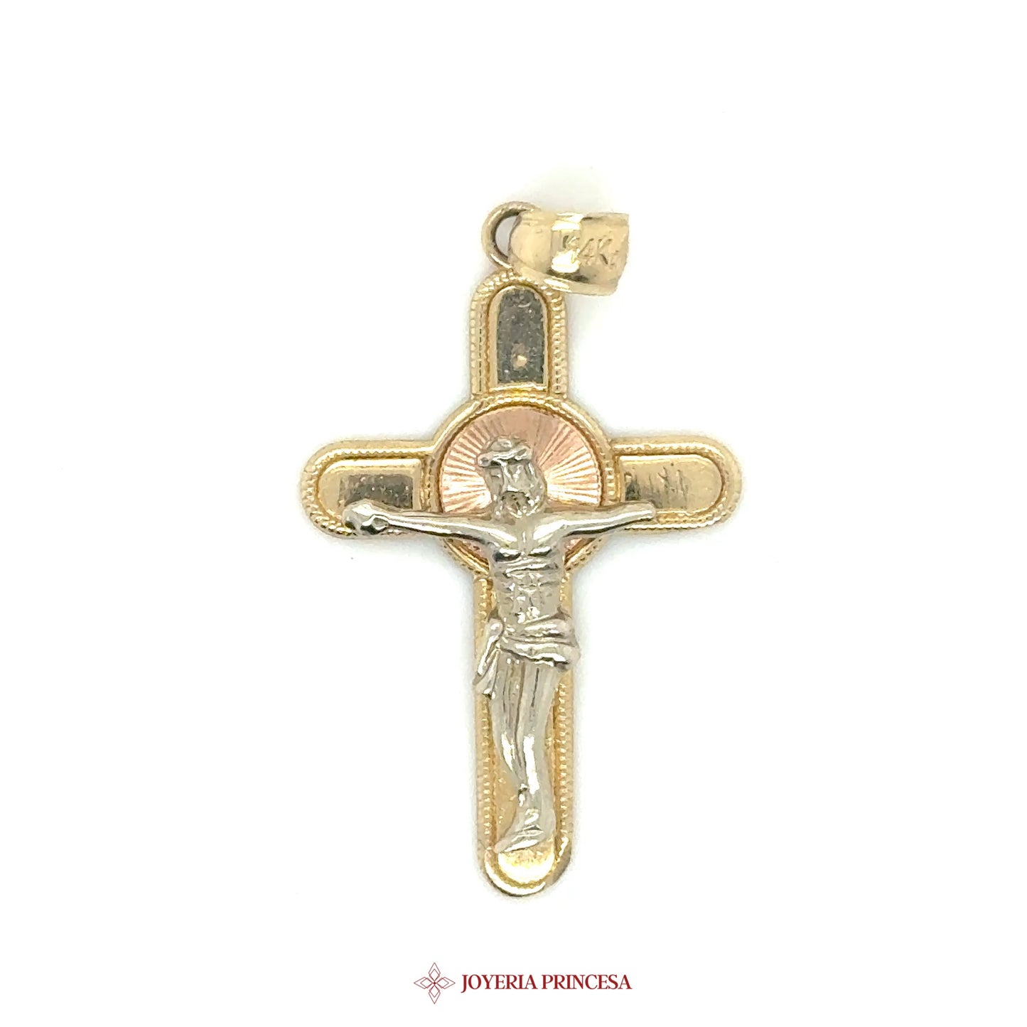 14K Crucifix Pendant with Two-Tone Finish