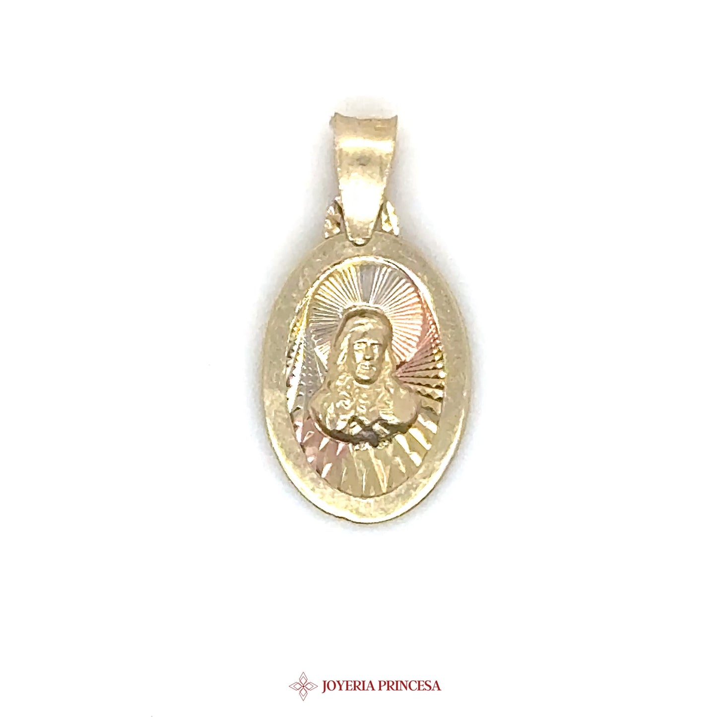 14K Jesus Pendant - Oval Religious Motif