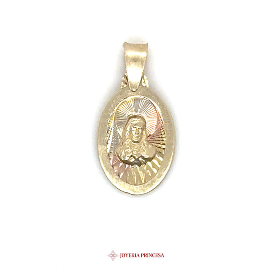 14K Jesus Pendant - Oval Religious Motif