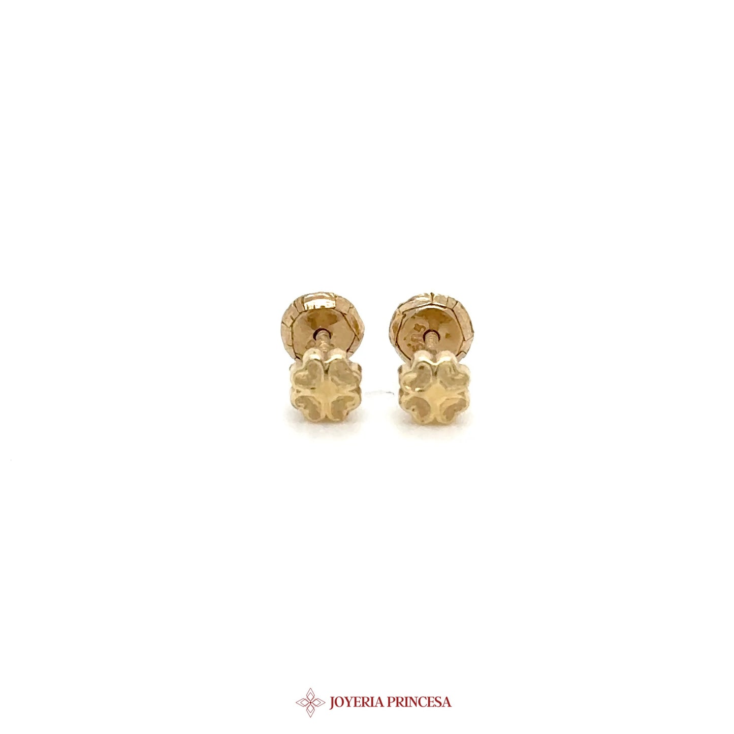 14K Yellow Gold Floral Stud Earrings with Simulated Stones