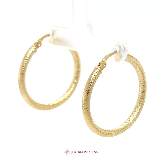 14K Gold Textured Hoop Earrings