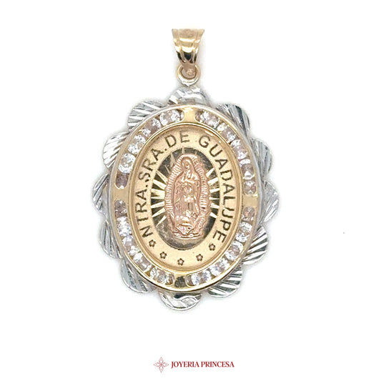 14K Virgen de Guadalupe Pendant with CZ Accents (UN-3165)