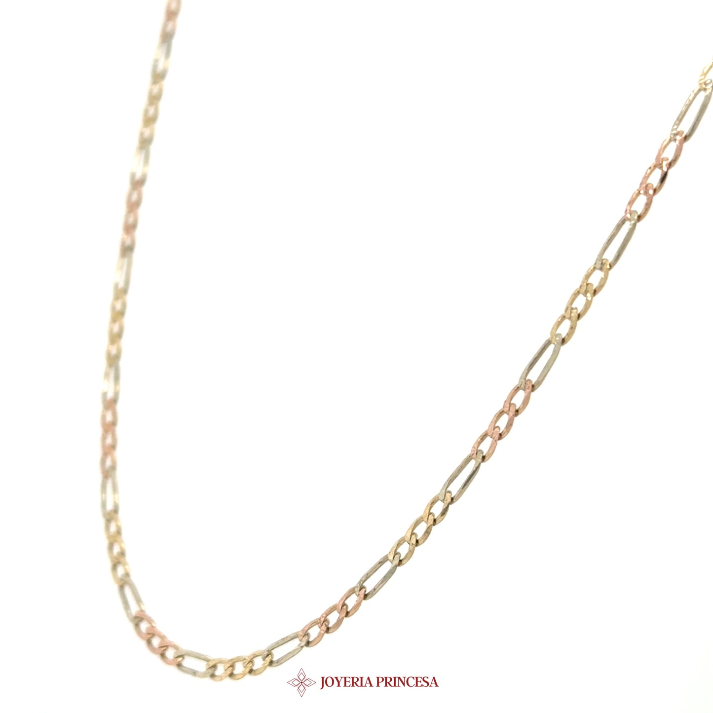 14K 16in 2.3mm Figaro Necklace in Tri-Color Gold