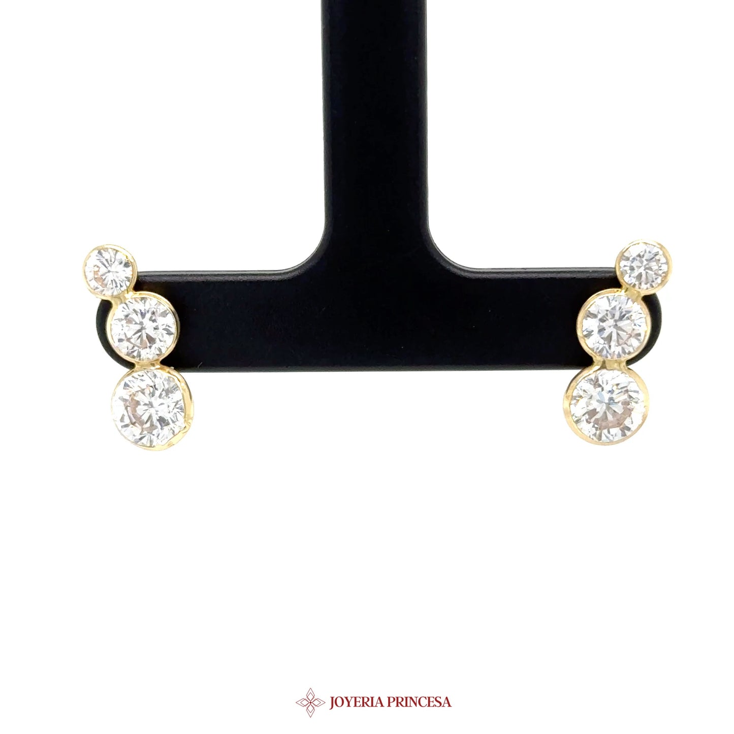 14K Gold Dangle Earrings with Simulated Diamonds (UN-2673)
