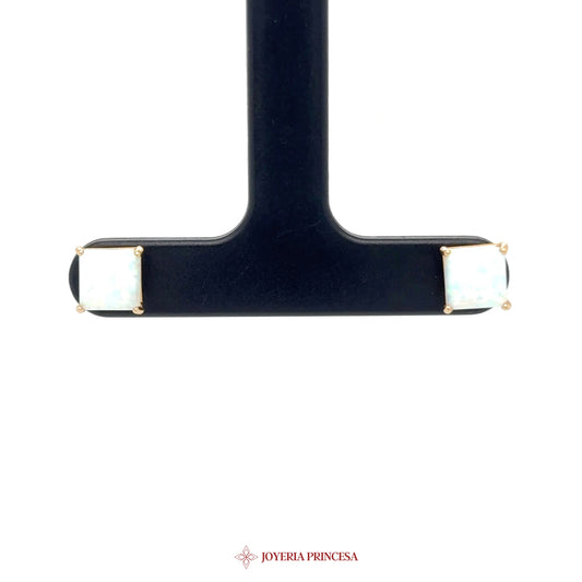 14K Gold Earrings with White Stone Accents