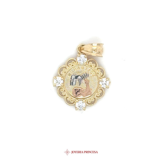 14K Kids Bautizo Pendant and CZ Stones
