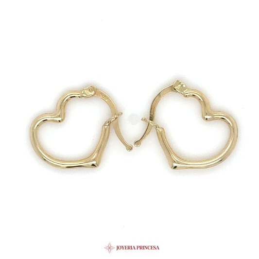 14K Gold Heart Hoop Earrings