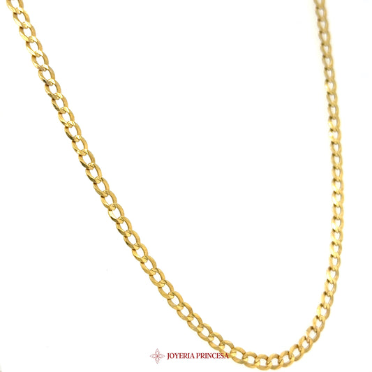 10K 24in 3.2mm Curb Necklace with Elegant Links