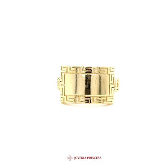 14K Gold Greek Key Design Ring