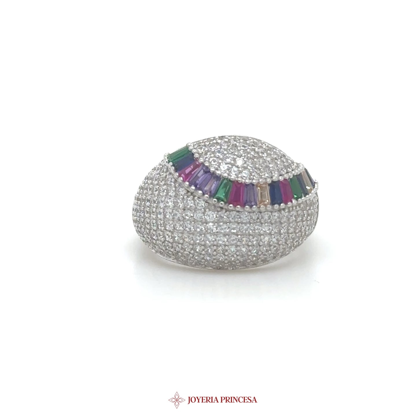 Silver Ring with Multicolor Stone Inlay