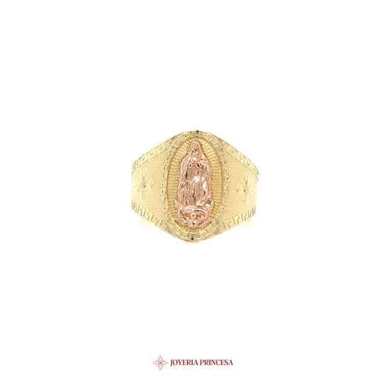 14K Virgin de Guadalupe Ring with Pink Motif