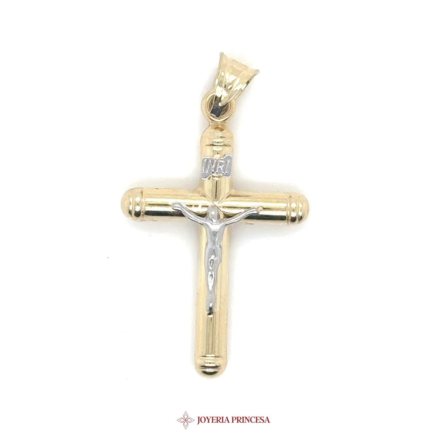 14K Gold Crucifix Pendant with INRI Motif