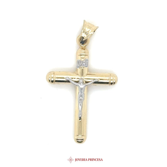 14K Gold Crucifix Pendant with INRI Motif