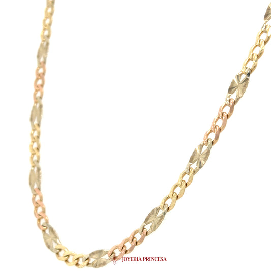 14K 24in 4.5mm Dual-Tone Necklace with Textured Links for Quinceañera