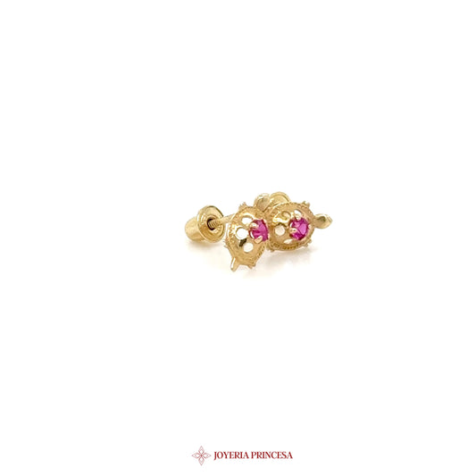 14K Gold Stud Earrings with Pink Stones (UN-2984)