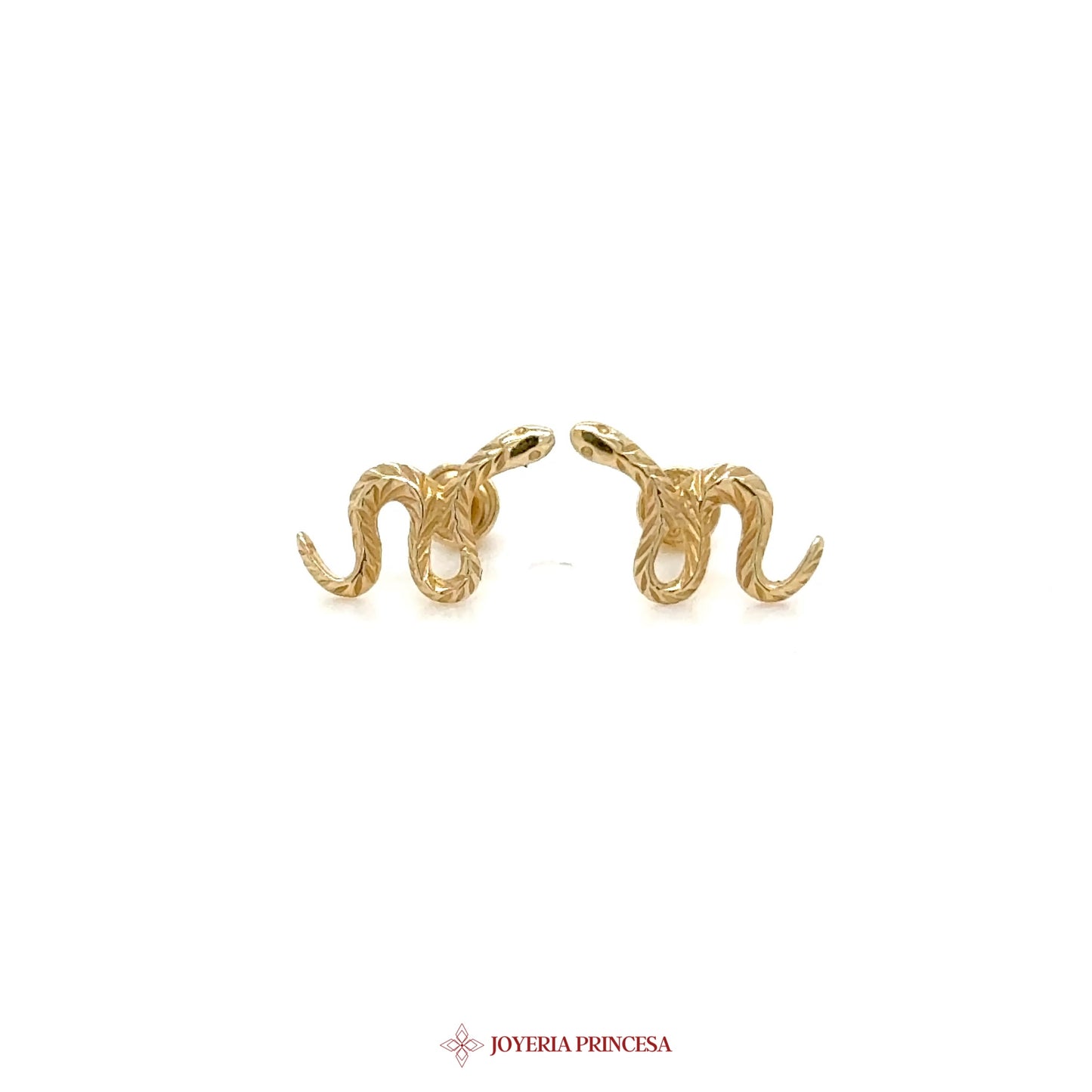 14K Gold Snake Motif Stud Earrings