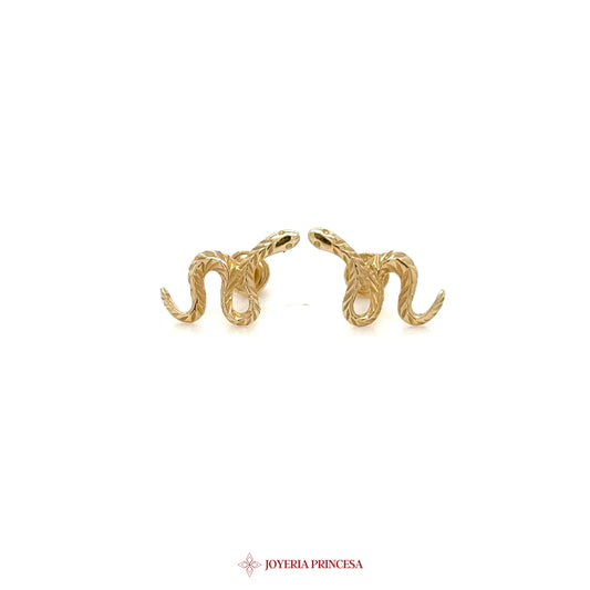 14K Gold Snake Motif Stud Earrings