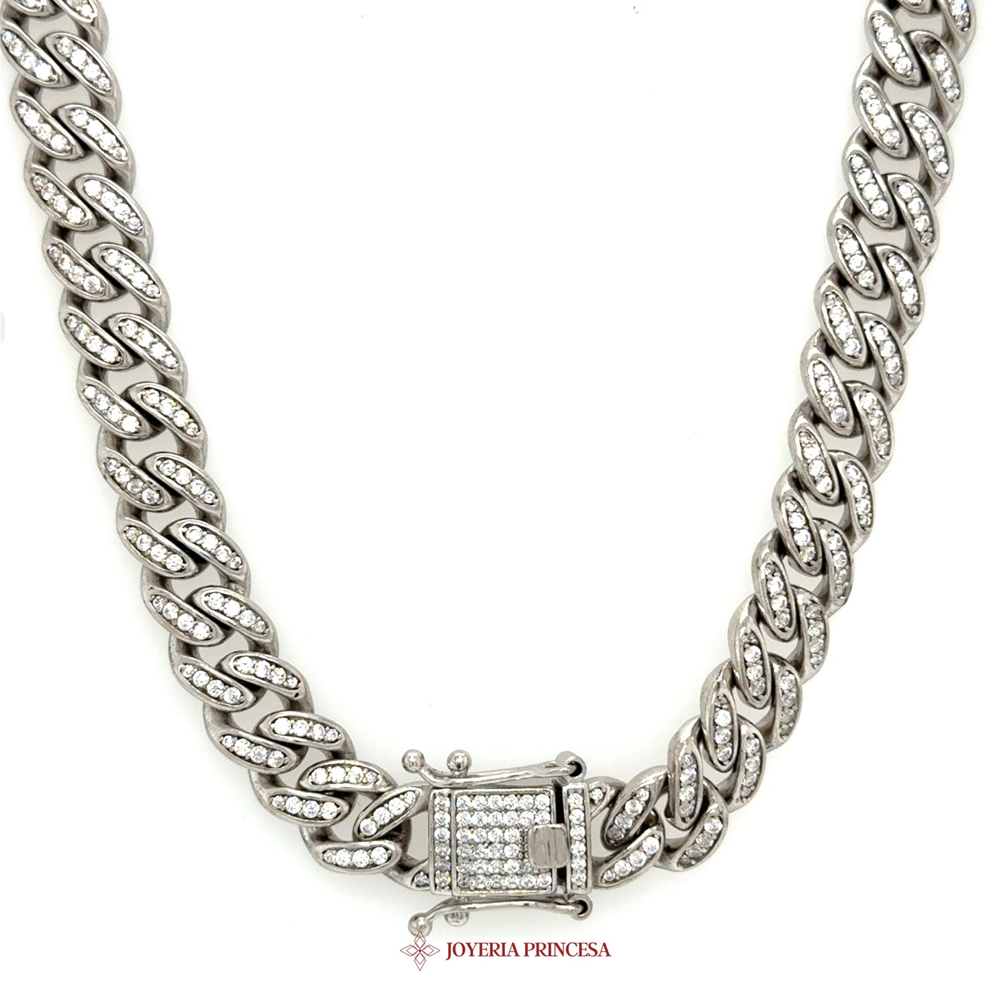 22inch 9.9mm Silver Chain Necklace with Sparkling CZ Stones