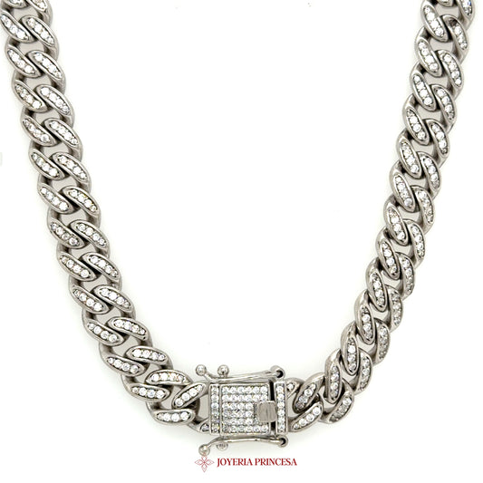22inch 9.9mm Silver Chain Necklace with Sparkling CZ Stones