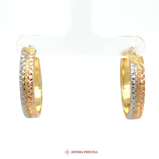 14K Two-Tone Textured Hoop Earrings (UN-2565)