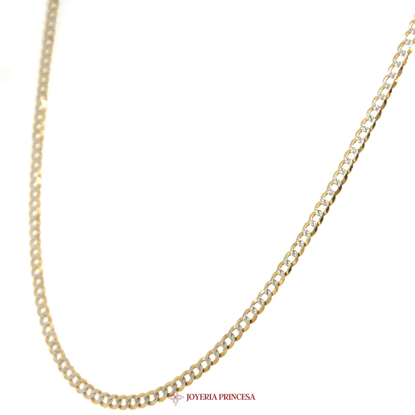 10K 24in 2.5mm Two-Tone Curb Necklace with DC Motif