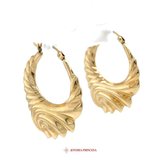 14K Gold Swirl Hoop Earrings