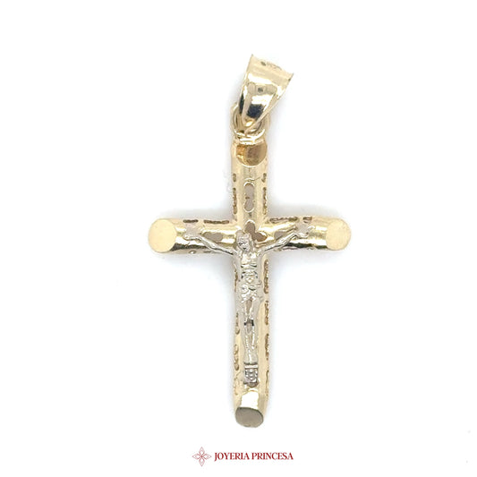 14K Gold Crucifix Pendant with Detailed Motif