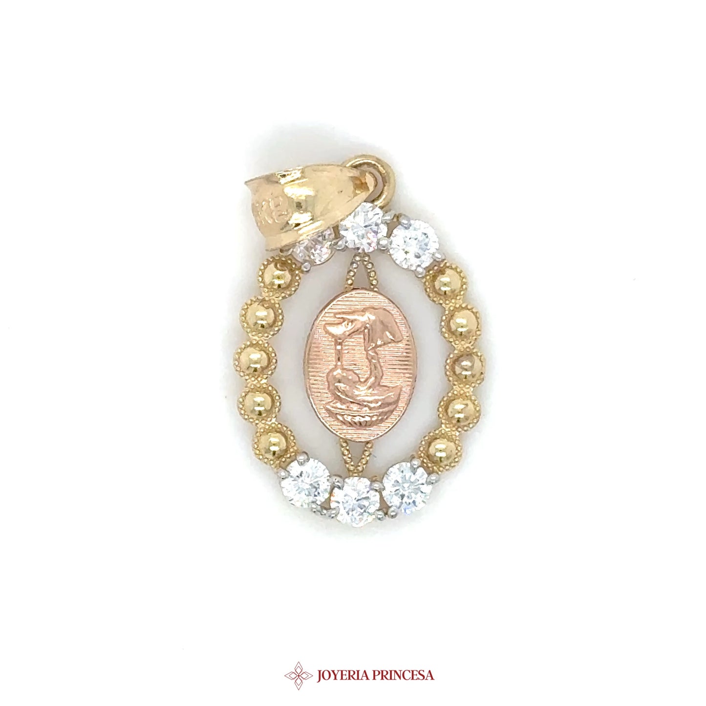 14K Pendant Bautizo with CZ Stones for Kids