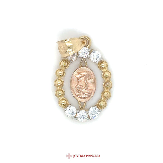 14K Pendant Bautizo with CZ Stones for Kids
