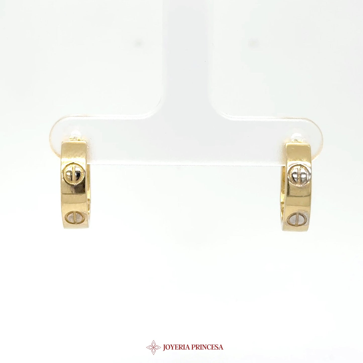 14K Gold Huggie Earrings with Simulated Diamonds (UN-2618)