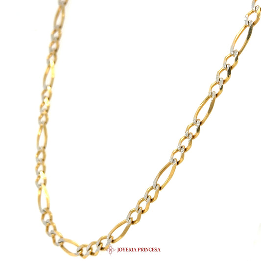 10K 24in 4.2mm Two-Tone Figaro Necklace with 10K Gold Links