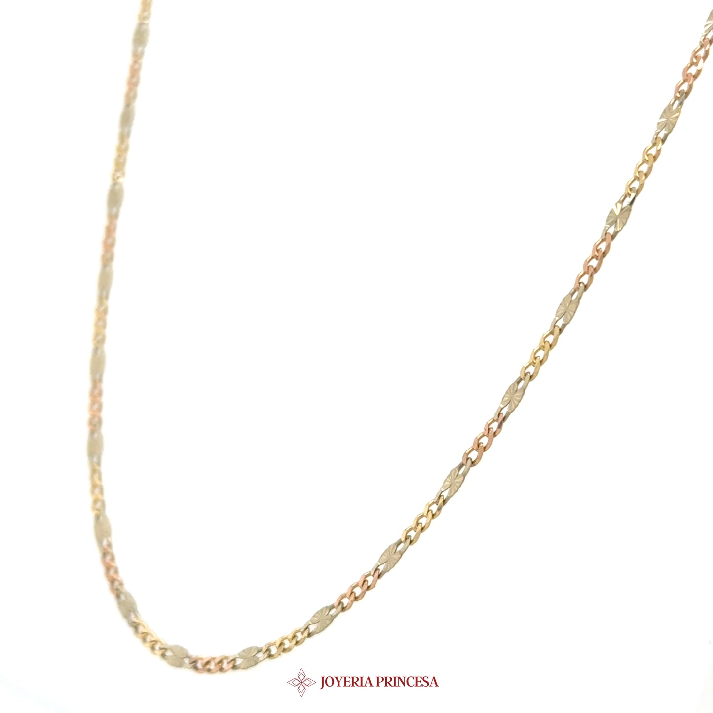 14K 20in 1.6mm Two-Tone Quinceañera Necklace with Elegant Links