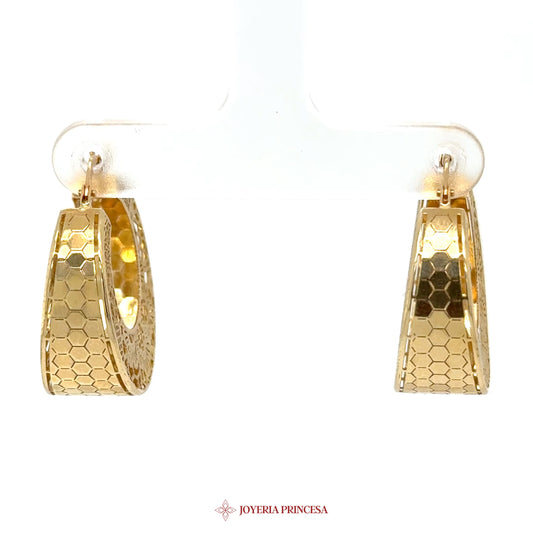 14K Gold Textured Hoop Earrings (UN-2559)